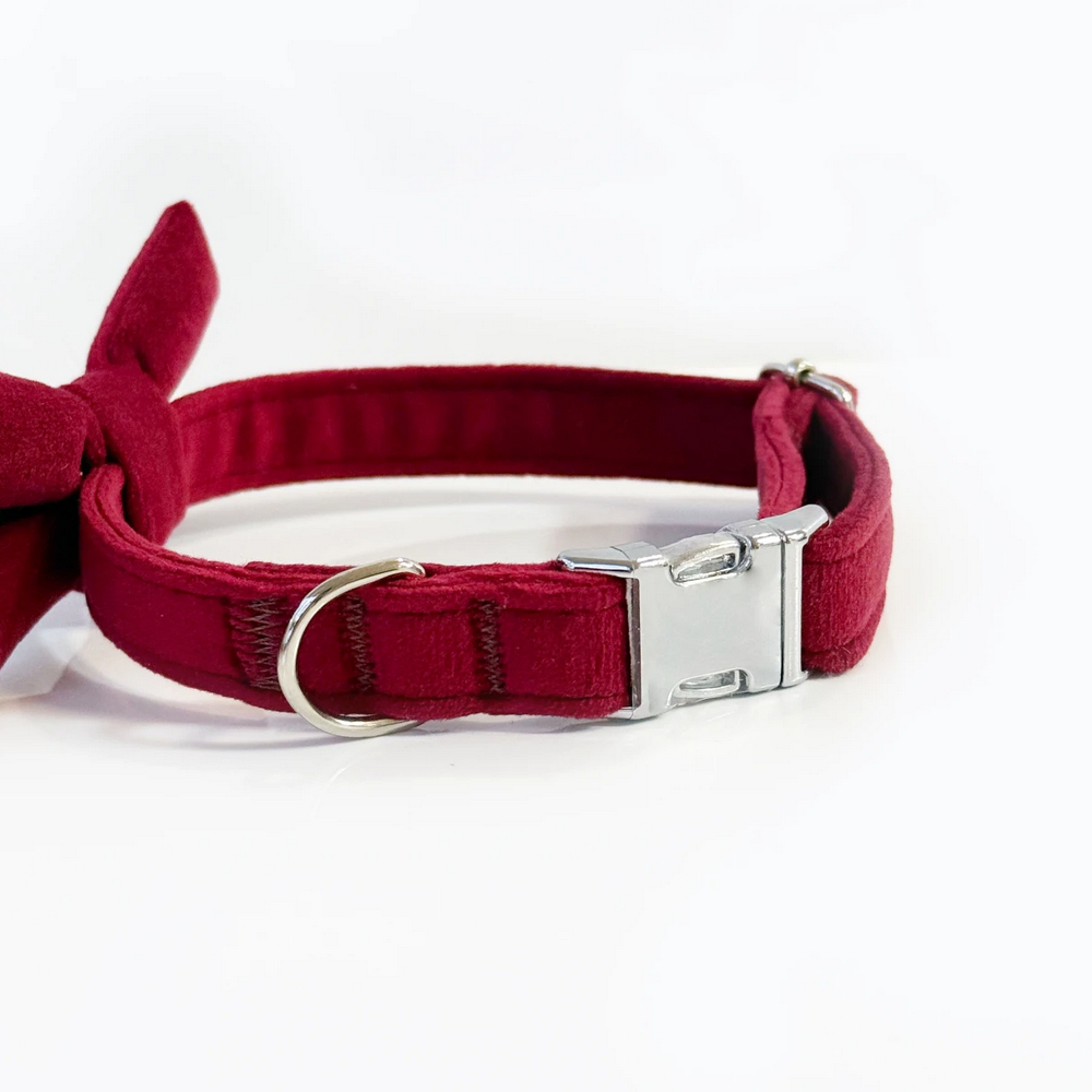 Harley & Cho Burgundy нашийник-метелик для собак і котів, бордовий - S