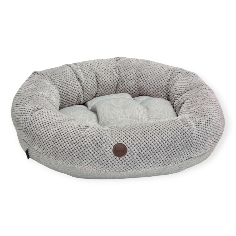 Harley & Cho Bagel Silver овальний лежак для собак та котів, срібний - М