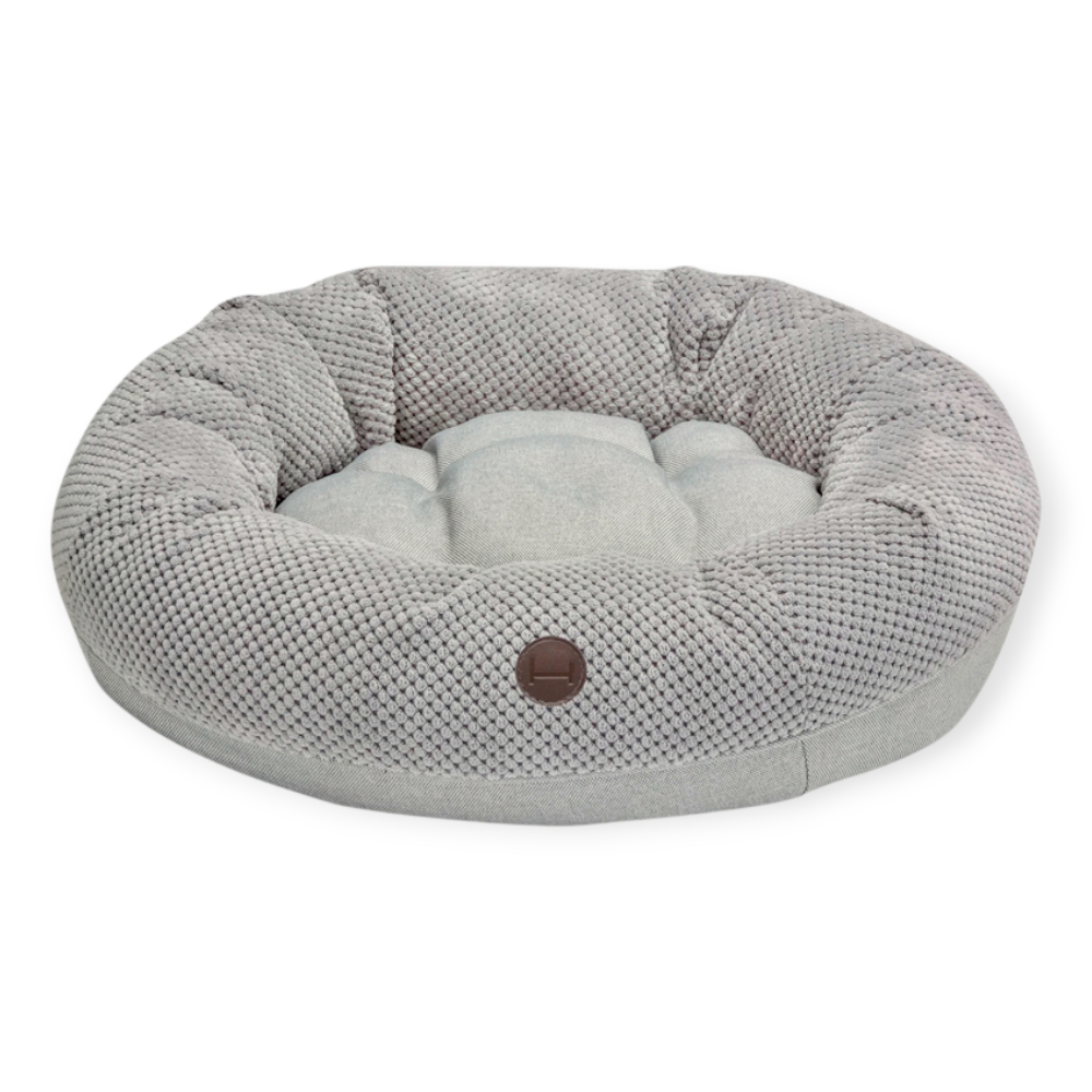 Harley & Cho Bagel Silver овальний лежак для собак та котів, срібний - М