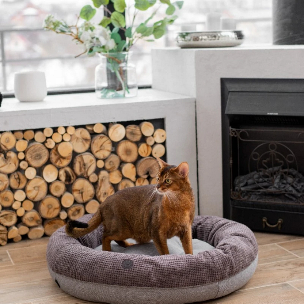 Harley & Cho Bagel Brown овальний лежак для собак та котів, коричневий - S