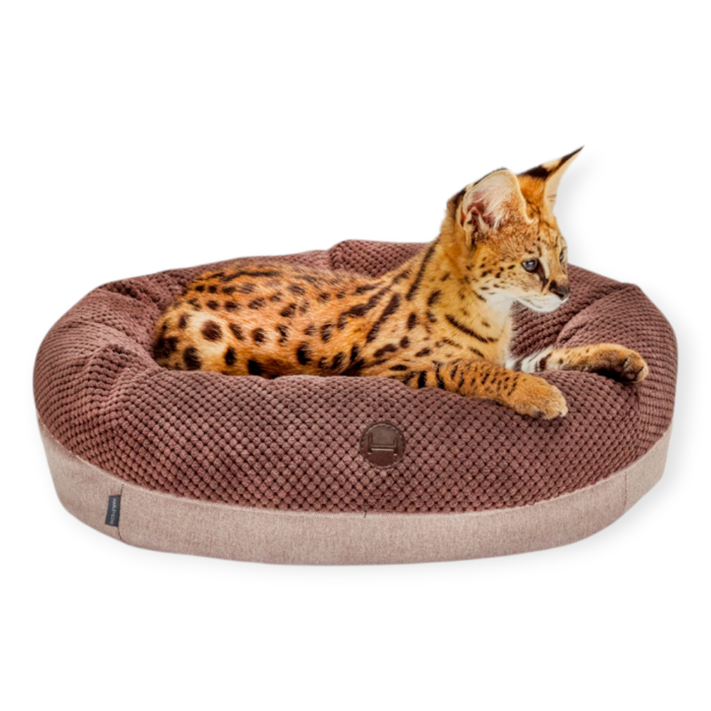 Harley & Cho Bagel Brown овальний лежак для собак та котів, коричневий - S