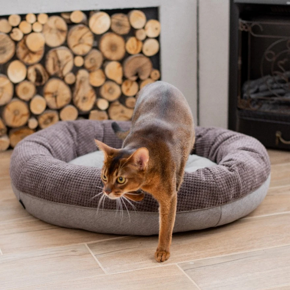 Harley & Cho Bagel Brown овальний лежак для собак та котів, коричневий - М