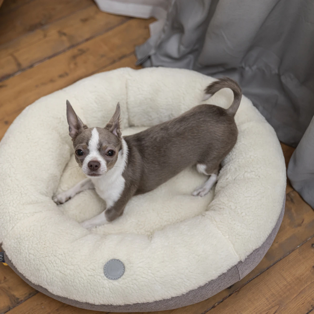 Harley & Cho Bagel Fur Milky овальний лежак для собак та котів - S