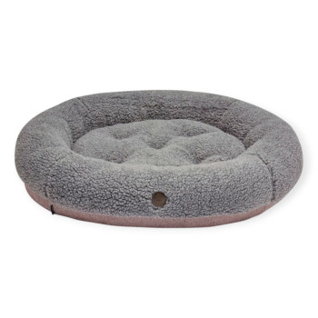 Harley & Cho Bagel Gray Fur овальний лежак для собак та котів, сірий - S