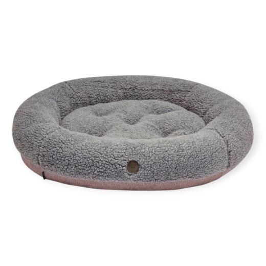 Harley & Cho Bagel Gray Fur овальний лежак для собак та котів, сірий - S