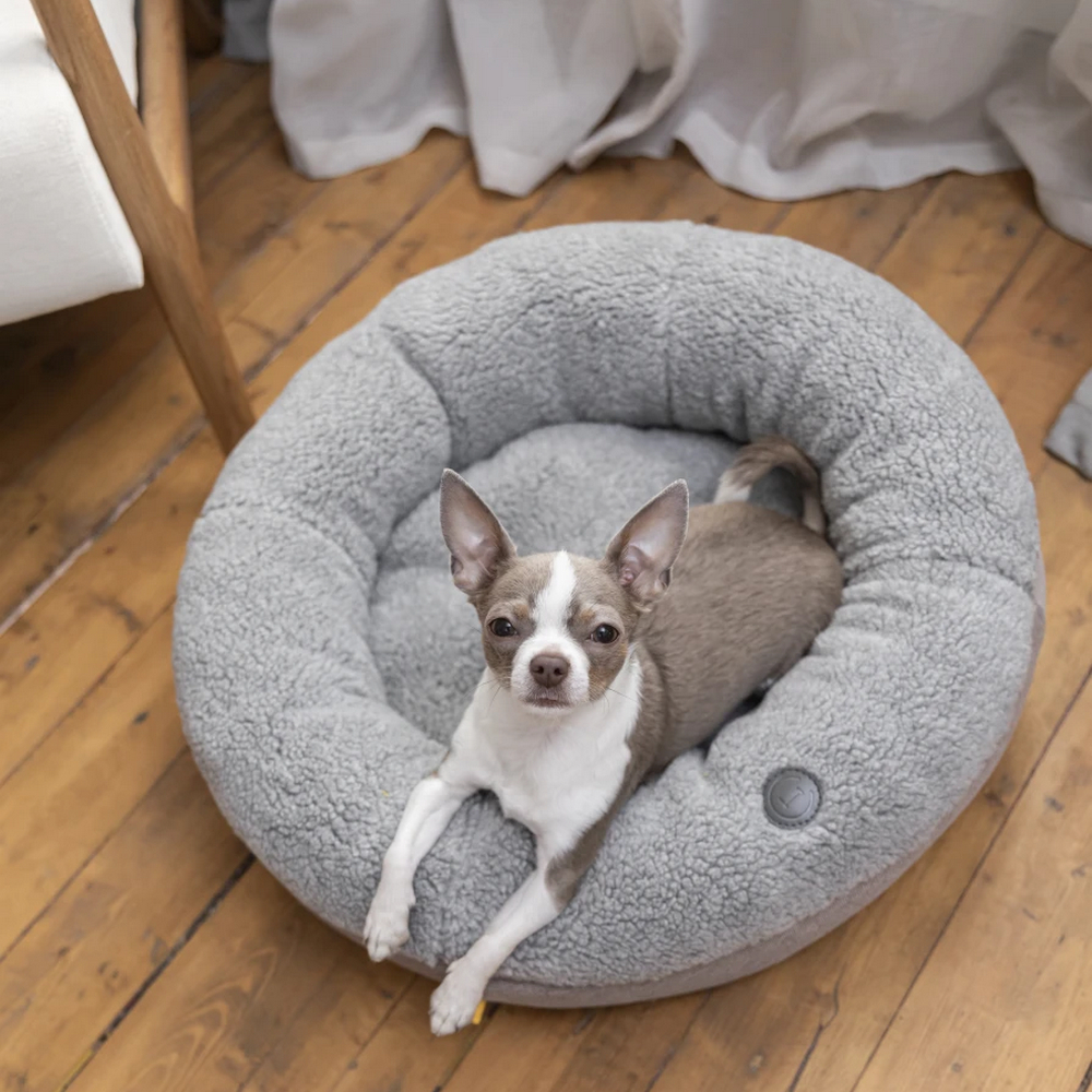 Harley & Cho Bagel Gray Fur овальний лежак для собак та котів, сірий - S