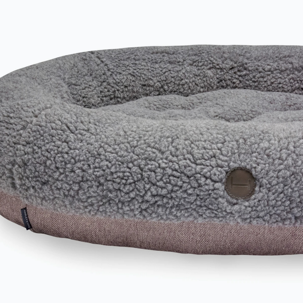 Harley & Cho Bagel Gray Fur овальний лежак для собак та котів, сірий - S