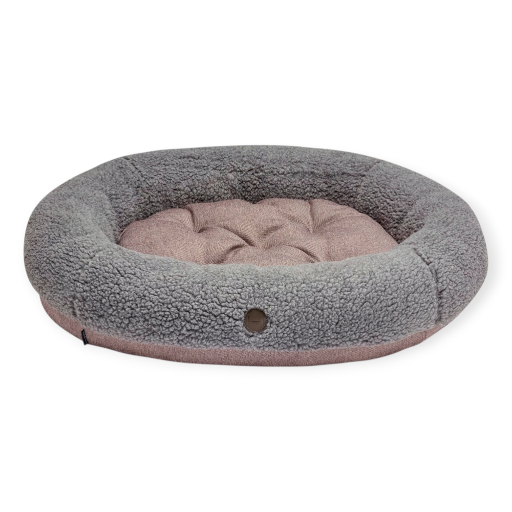 Harley & Cho Bagel Gray Fur овальний лежак для собак та котів, сірий - S