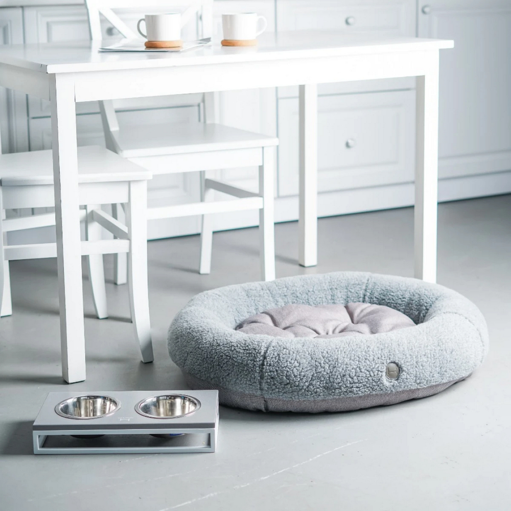 Harley & Cho Bagel Gray Fur овальний лежак для собак та котів, сірий - М