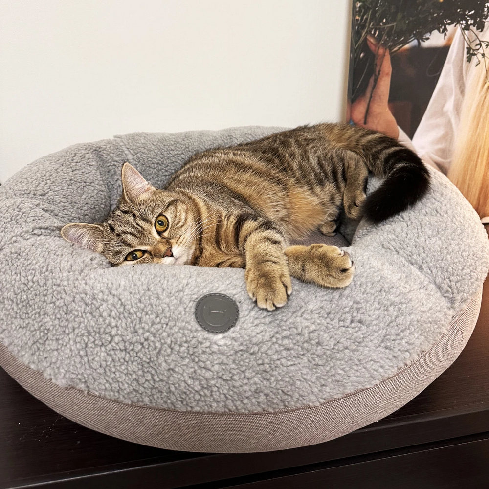 Harley & Cho Bagel Gray Fur овальний лежак для собак та котів, сірий - М