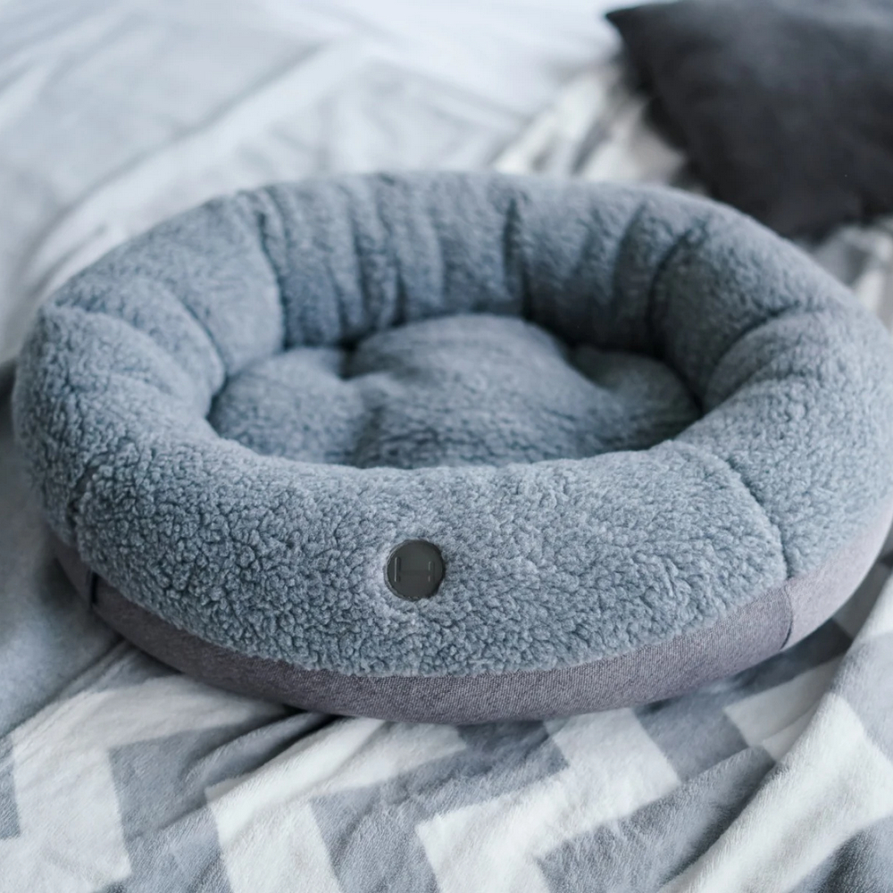 Harley & Cho Bagel Gray Fur овальний лежак для собак та котів, сірий - М