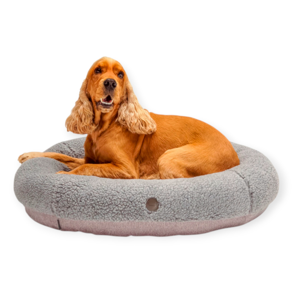 Harley & Cho Bagel Gray Fur овальний лежак для собак та котів, сірий - М