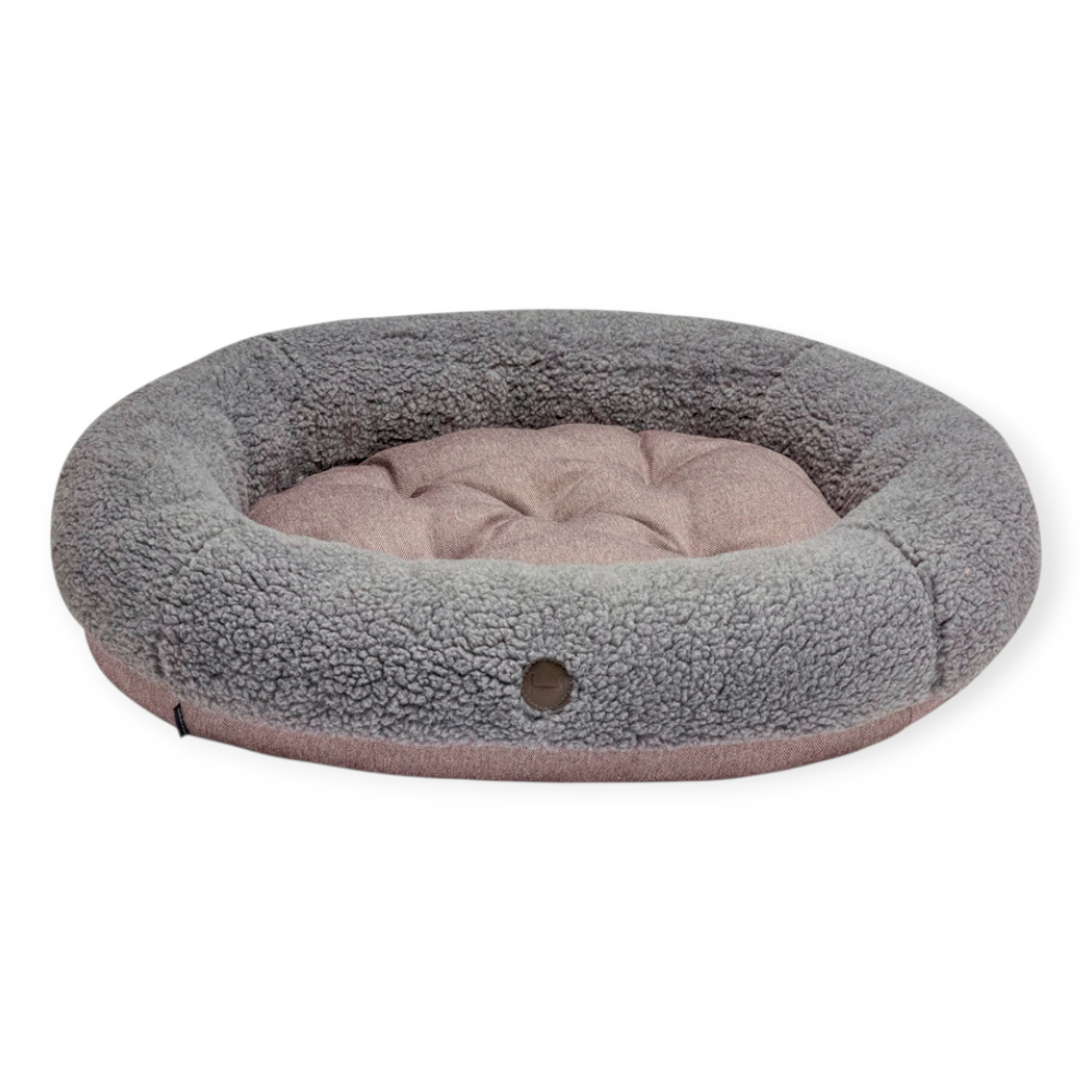 Harley & Cho Bagel Gray Fur овальний лежак для собак та котів, сірий - М