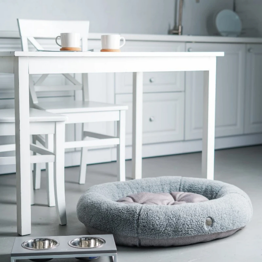 Harley & Cho Bagel Gray Fur овальний лежак для собак та котів, сірий - М