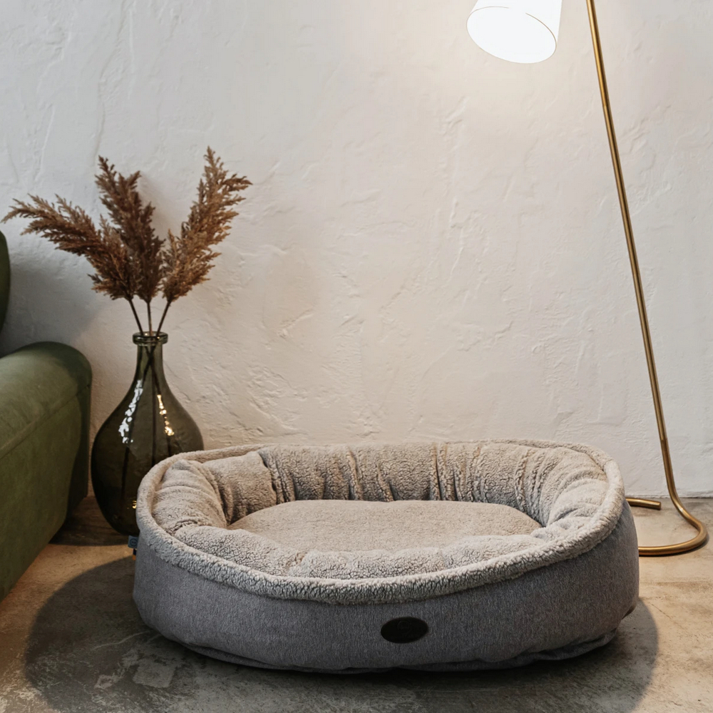 Harley & Cho Donut Fur Gray овальный лежак для собак, сірий - XL