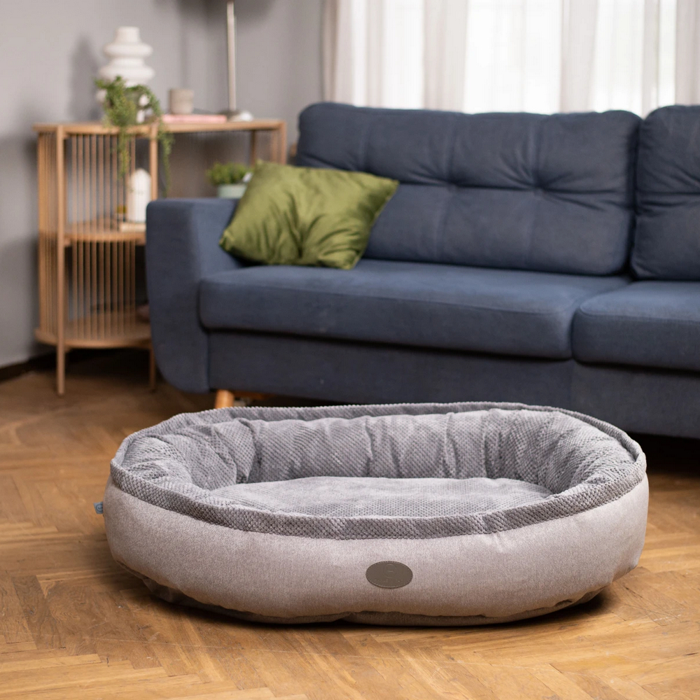 Harley & Cho Donut Soft Touch Gray овальный лежак для собак, сірий - M