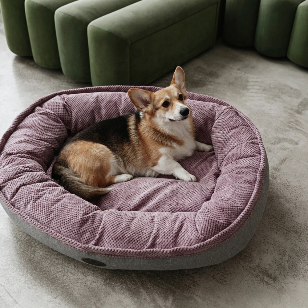 Harley & Cho Donut Soft Touch Pink овальный лежак для собак, рожевий - M