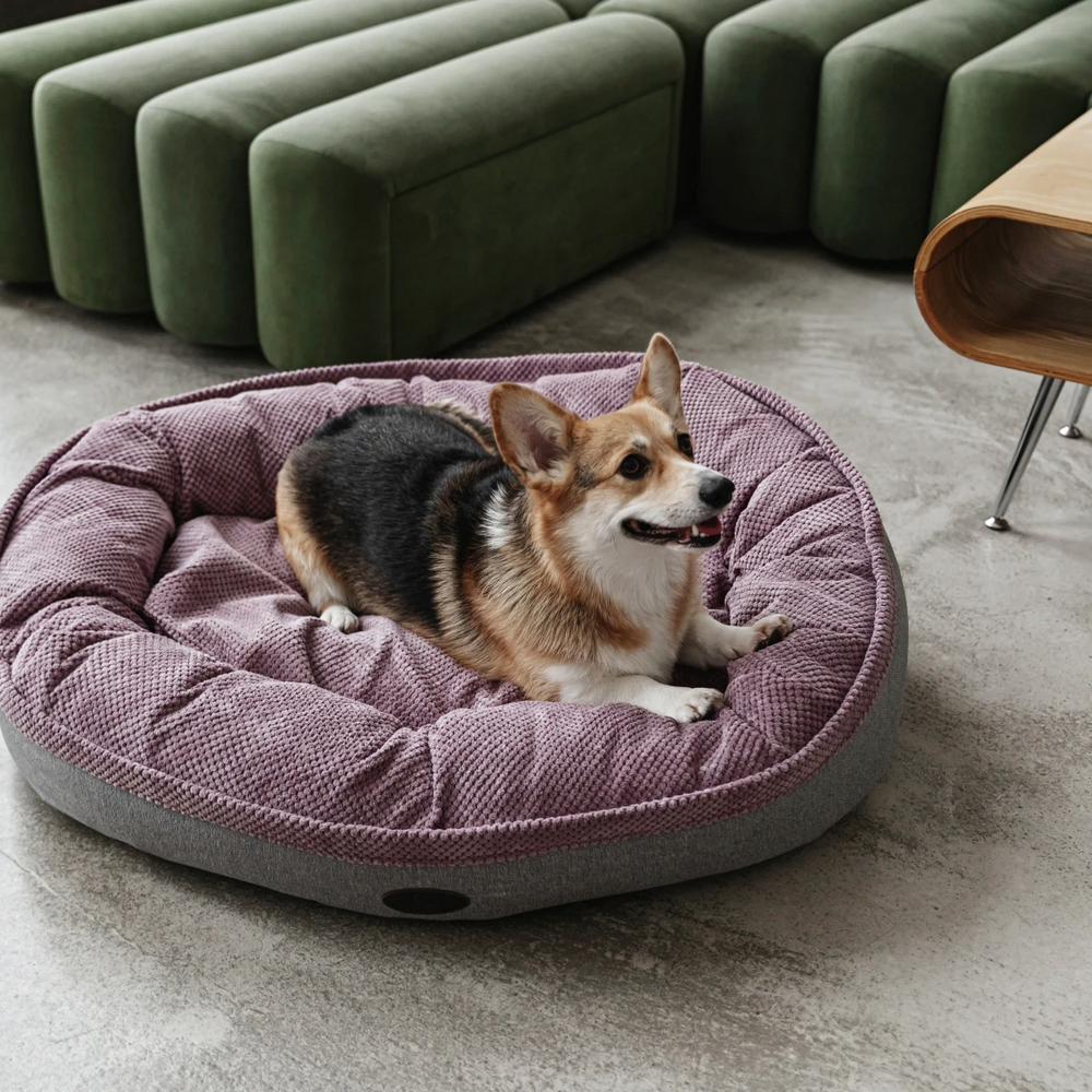 Harley & Cho Donut Soft Touch Pink овальный лежак для собак, рожевий - L