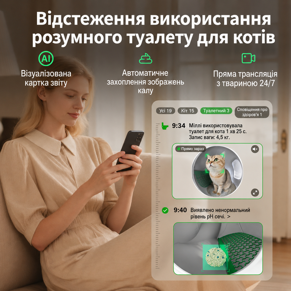 Petkit Purobot Max Pro 2 автоматичний закритий туалет з камерою для котів