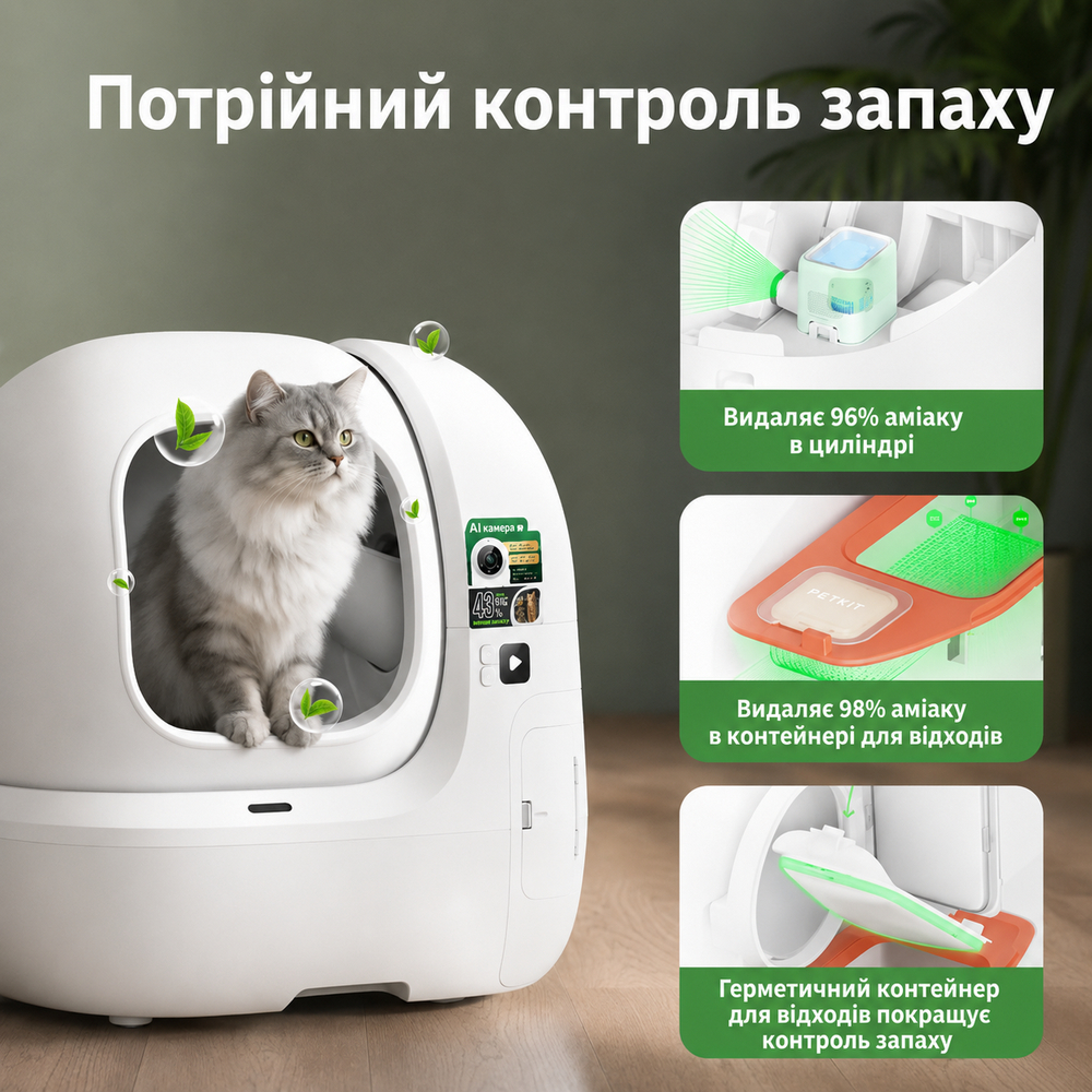 Petkit Purobot Max Pro 2 автоматичний закритий туалет з камерою для котів