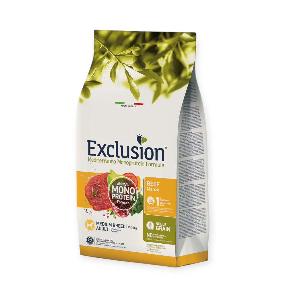 Exclusion Noble Grain Adult Beef Medium Breed корм для собак середніх порід, з яловичиною - 12 кг