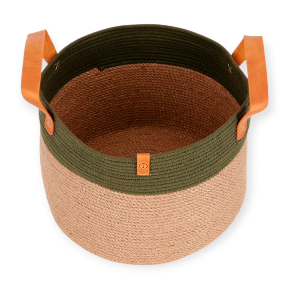 Harley & Cho Linen кошик джутовий для зберігання іграшок, оливковий - 21х30 см