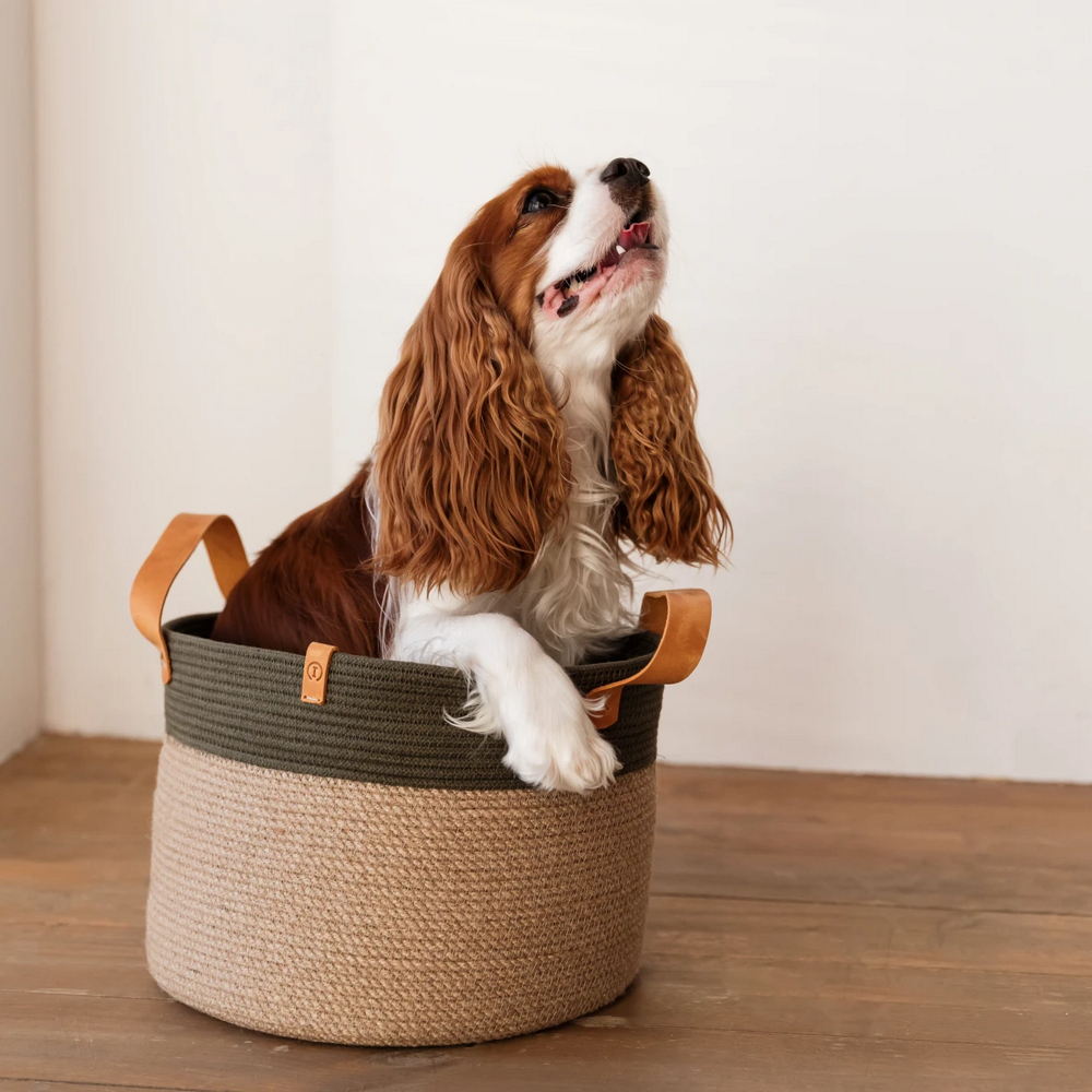 Harley & Cho Linen кошик джутовий для зберігання іграшок, оливковий - 21х30 см