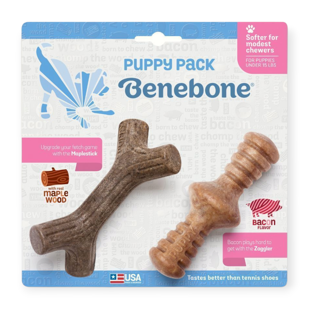 Benebone Puppy 2-Pack Maplestick & Zaggler Bacon набір жувальних іграшок для цуценят - 2 шт
