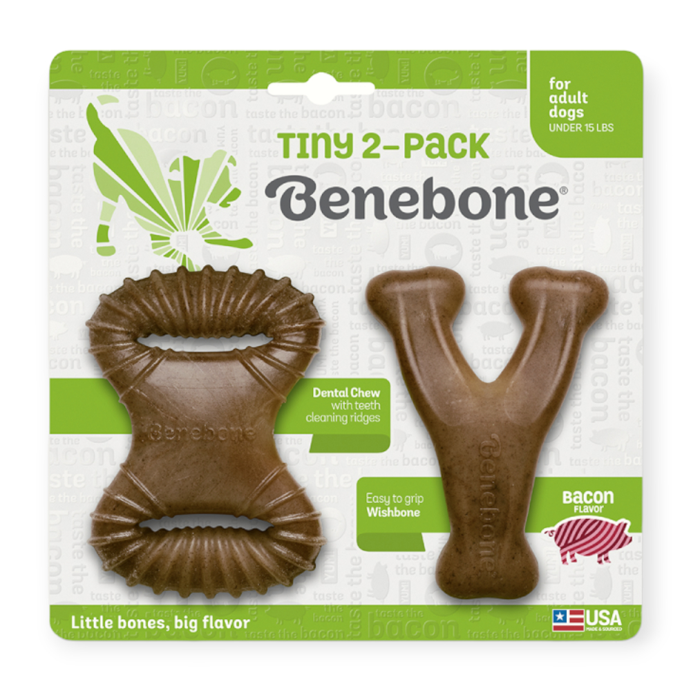 Benebone Tiny-2 Pack Dental Chew & Wishbone Bacon набір жувальних іграшок для собак - 2 шт